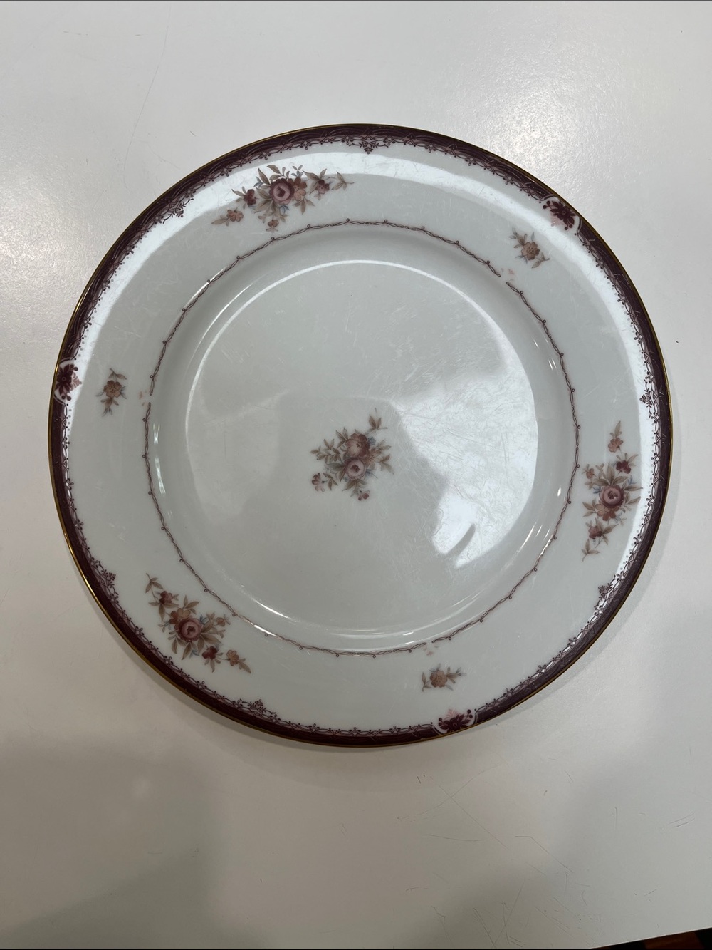 Noritake VTG Salad plates, set of 10 Bordeaux pattern, retired. Floral details